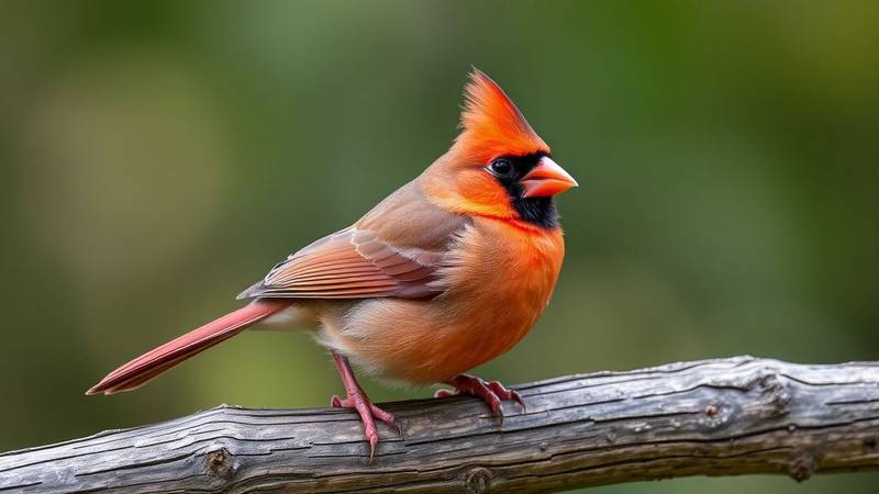 Une femelle Cardinal rouge, au plumage brun-olive, avec sa huppe et son bec rouge caractéristiques.