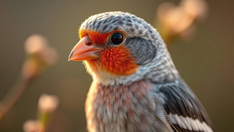 Gros plan sur un diamant mandarin mâle montrant ses joues oranges et ses zébrures.