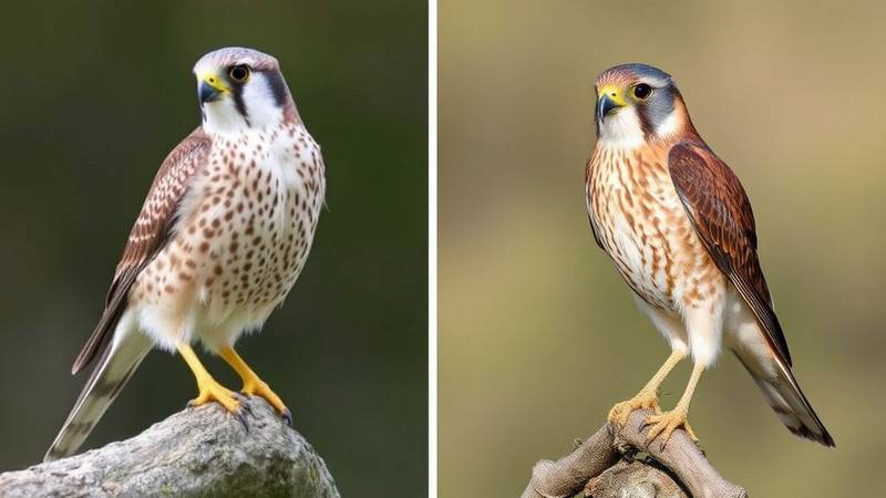 Faucon crécerelle mâle et femelle en vol.