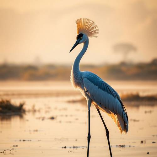 Portrait d'une Grue royale avec sa couronne dorée distinctive.