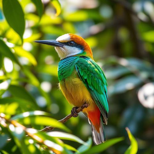 Un Guêpier à front blanc montrant son plumage coloré.