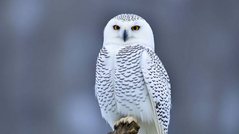 Harfang des neiges femelle posée.