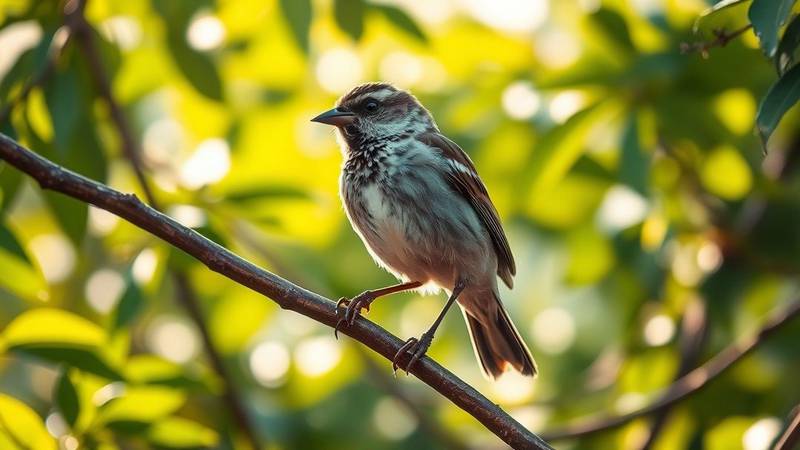 Moineau domestique mâle perché sur une branche, montrant sa calotte grise et sa bavette noire.