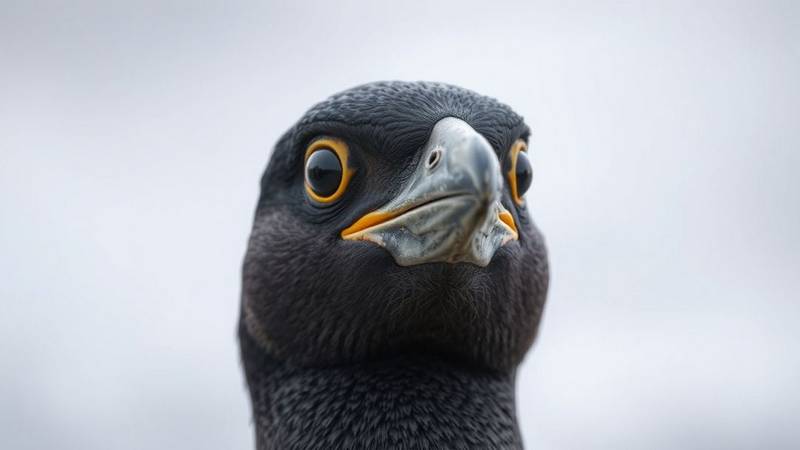 Gros plan sur la tête d'un pétrel, mettant en évidence les narines tubulaires.