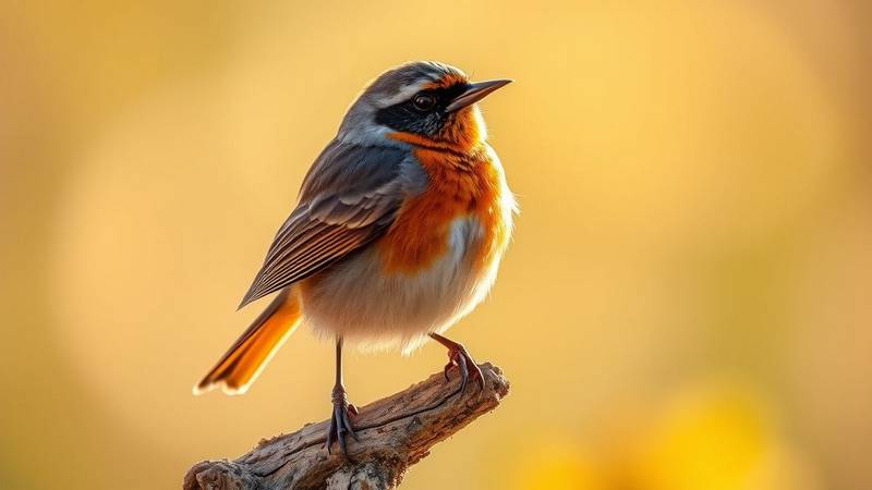 Une femelle de rougequeue noir, au plumage brun-gris, montrant sa queue orange-roux.