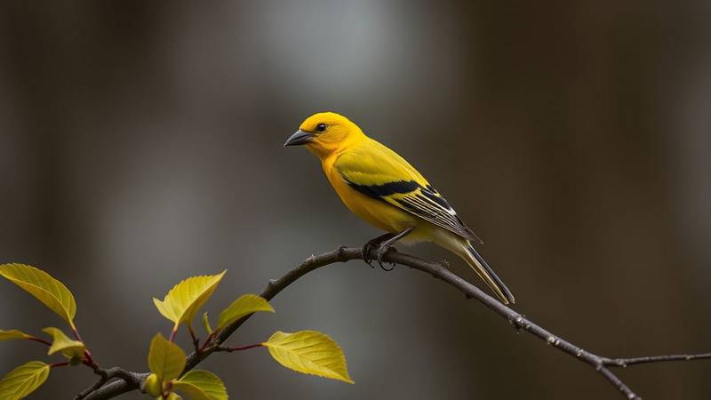 Un Canari jaune chantant.