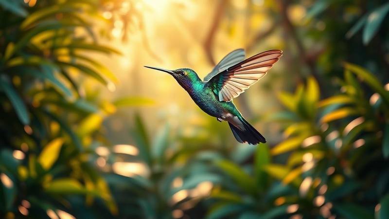 Un Colibri en vol stationnaire.