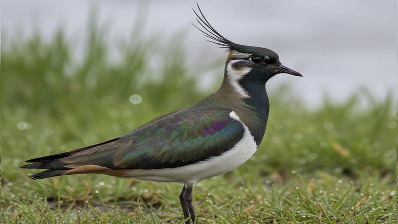 Vanneau huppé dans un champ