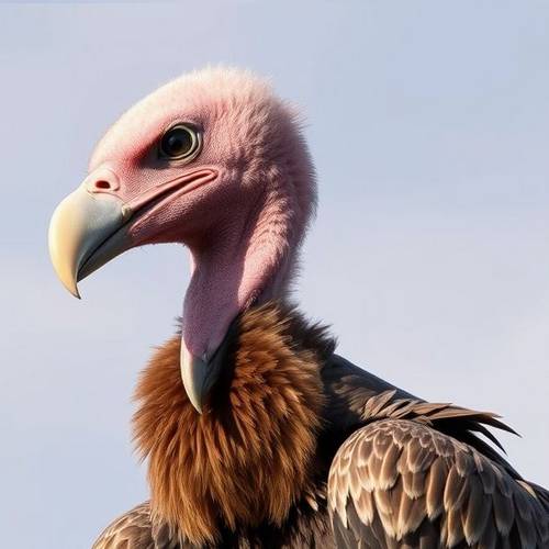 Un Vautour Oricou imposant avec son plumage sombre et sa tête rouge.