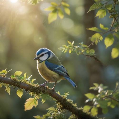 A Blue Tit on a branch.