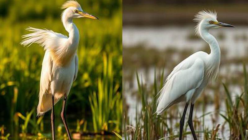Comparison of the Cattle Egret's plumage in breeding and non-breeding season.