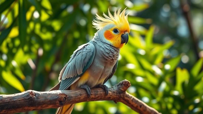 Cockatiel with its yellow crest.