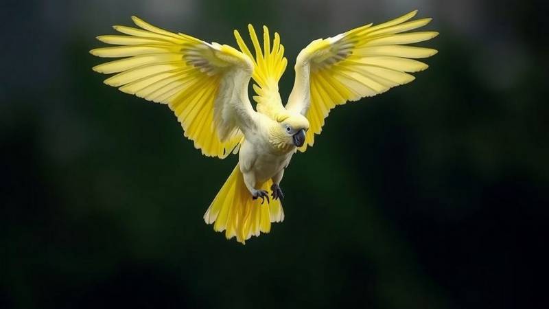 A Sulphur-crested Cockatoo in flight.
