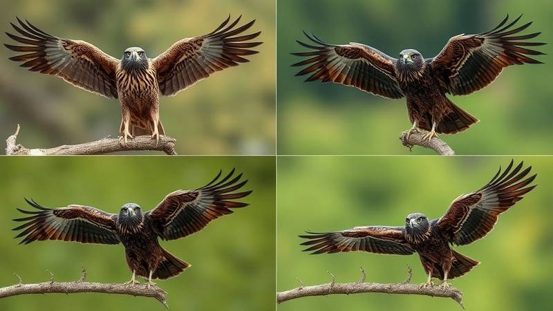 Plumage variations of the Common Buzzard in flight.