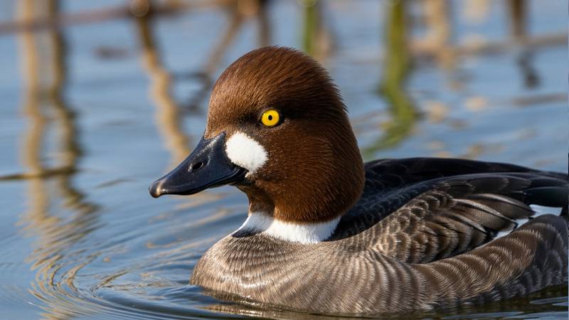 Female Common Goldeneye on water