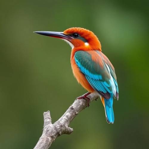 A vibrantly colored Common Kingfisher perched on a branch.