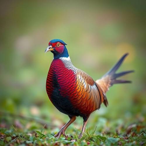 A male common pheasant with vibrant colors.