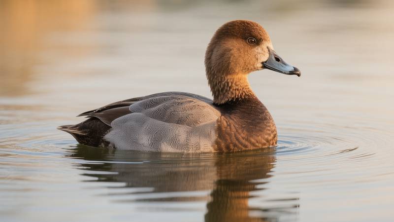 Female Common Pochard on water