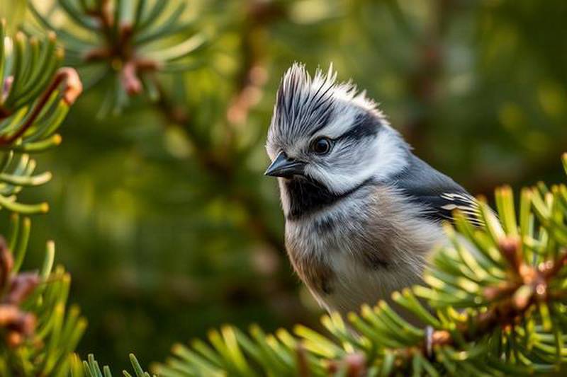 Crested Tit with its distinctive pointed crest.