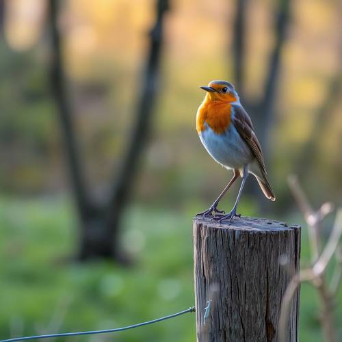 An European Robin on a post.