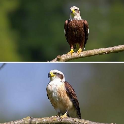 Adult and juvenile Golden Eagle in flight comparison.