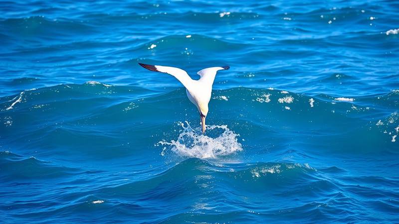 A Northern Gannet during its spectacular dive.