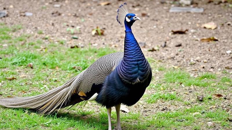A peahen, the female of the peafowl, with drab plumage and no train.