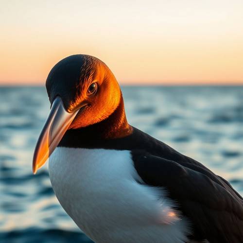 Portrait of a Common Murre showing its long, thin bill.