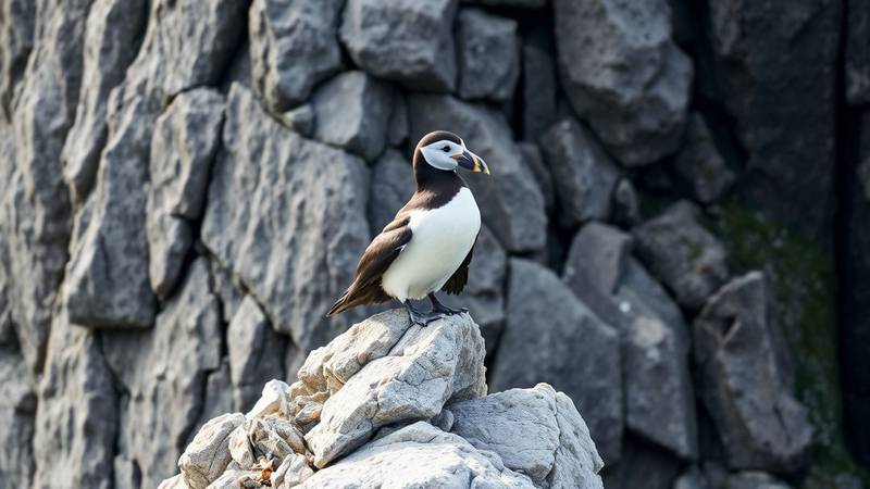 A Razorbill with its sharp black and white plumage.