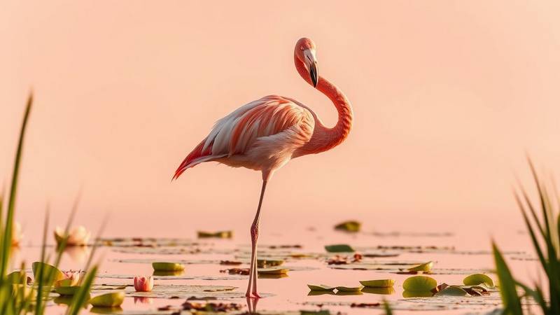 An elegant Greater Flamingo.