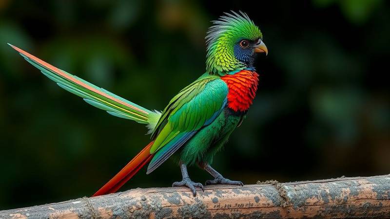 A male Resplendent Quetzal with its long tail.