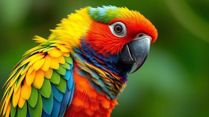 A colorful Macaw Parrot, emblem of tropical birds.